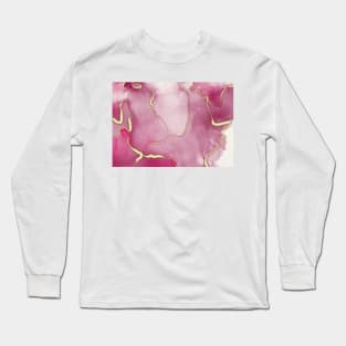 Pink gold alcohol watercolor ink abstract Long Sleeve T-Shirt